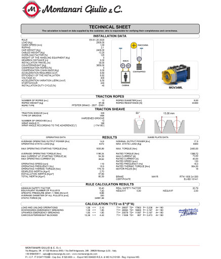 Безредукторна лебідка 2500 кг, 1 м/с, 17 кВт, Montanari Giulio & C. MGV34ML